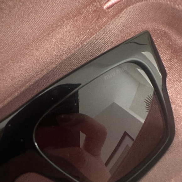 Miu Miu Square Black Sunglasses with Gold Detail - Picture 7 of 10